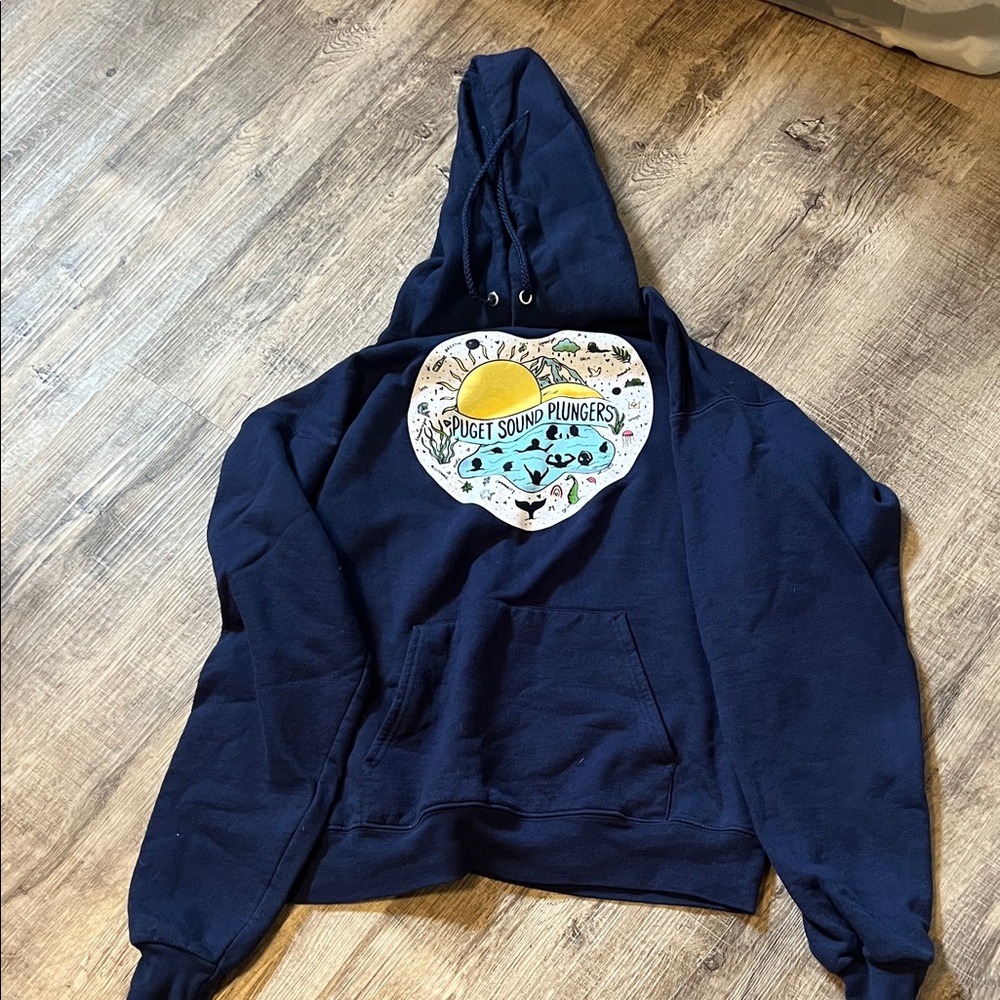 Navy Blue Hoodie with Graphic Design